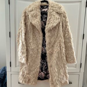Eliza J Faux Fur Coat, Size XS